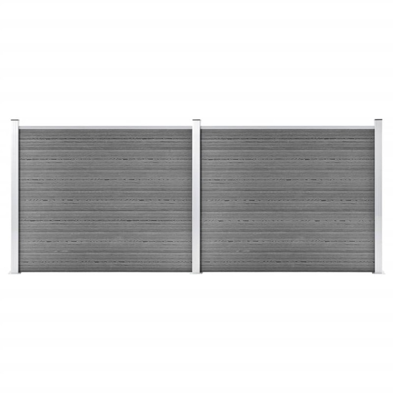 Ensemble de panneau de clôture WPC 353x146 cm Gris   