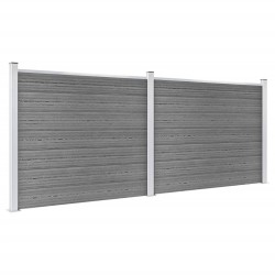 Ensemble de panneau de clôture WPC 353x146 cm Gris   