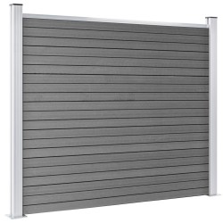 Ensemble de panneau de clôture WPC 353x146 cm Gris   