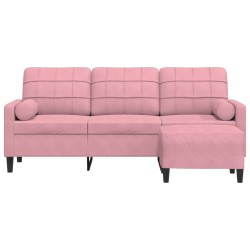 Canapé à 3 places avec repose-pieds Rose 180 cm Velours 