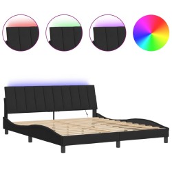 Cadre de lit avec LED sans matelas noir 180x200 cm velours 