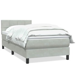 Sommier à lattes de lit et matelas gris clair 80x210 cm velours 