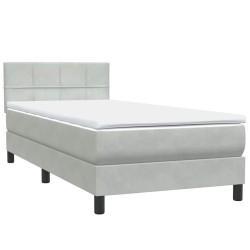 Sommier à lattes de lit et matelas gris clair 80x210 cm velours 