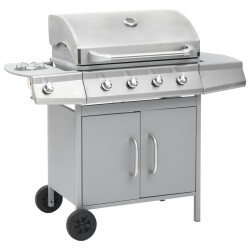 Barbecue à gaz 4+1 zones de cuisson Argenté Inox  