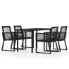 Ensemble à manger de jardin 5 pcs Noir 
