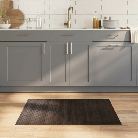 Tapis rectangulaire marron foncé 70x100 cm bambou 