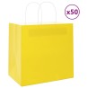 Sacs en papier 50 pcs avec poignées jaune 26x17x25 cm 