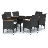 Ensemble à manger de jardin avec coussins 7 pcs Noir 