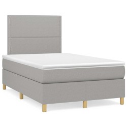 Sommier à lattes de lit et matelas gris clair 120x190 cm tissu 