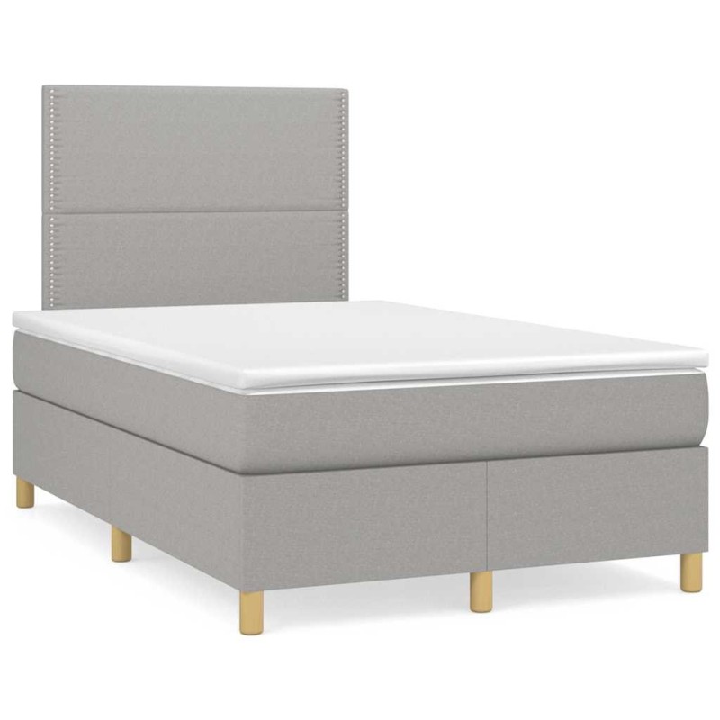 Sommier à lattes de lit et matelas gris clair 120x190 cm tissu 
