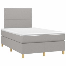 Sommier à lattes de lit et matelas gris clair 120x190 cm tissu 