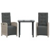 Ensemble de bistro 3 pcs et coussins gris clair résine tressée 