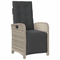 Ensemble de bistro 3 pcs et coussins gris clair résine tressée 