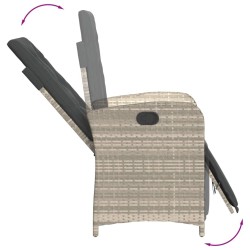 Ensemble de bistro 3 pcs et coussins gris clair résine tressée 