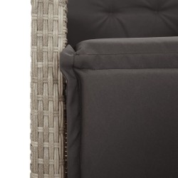 Ensemble de bistro 3 pcs et coussins gris clair résine tressée 