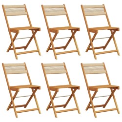 Chaises de jardin pliantes lot de 6 beige bois d'acacia massif 