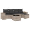 Salon de jardin 6 pcs avec coussins gris clair résine tressée 