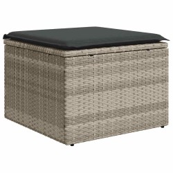 Salon de jardin 6 pcs avec coussins gris clair résine tressée 