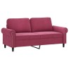 Canapé 2 places avec oreillers bordeaux 140 cm velours 