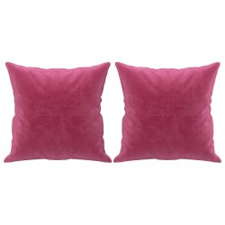 Canapé 2 places avec oreillers bordeaux 140 cm velours 