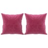 Canapé 2 places avec oreillers bordeaux 140 cm velours 
