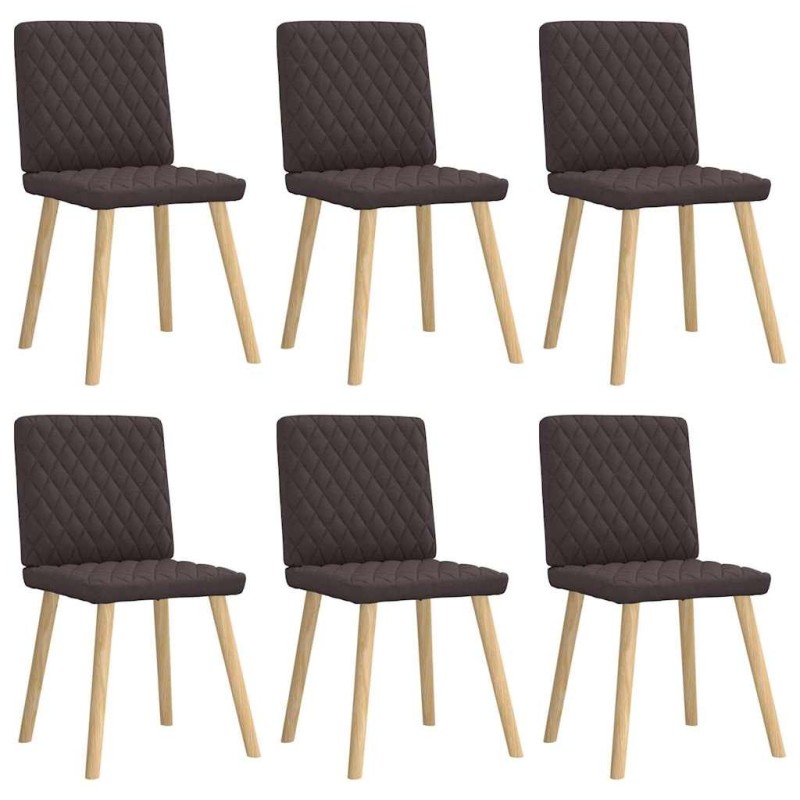 Chaises à manger lot de 6 marron foncé tissu 