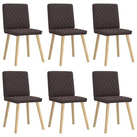 Chaises à manger lot de 6 marron foncé tissu 