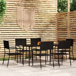 Ensemble à manger de jardin 7 pcs Noir 