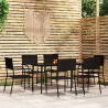 Ensemble à manger de jardin 7 pcs Noir 