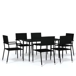Ensemble à manger de jardin 7 pcs Noir 