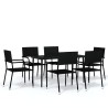 Ensemble à manger de jardin 7 pcs Noir 