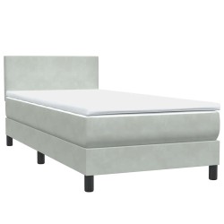 Sommier à lattes de lit et matelas gris clair 80x210 cm velours 