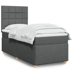 Sommier à lattes de lit avec matelas Gris foncé 80x200 cm Tissu 