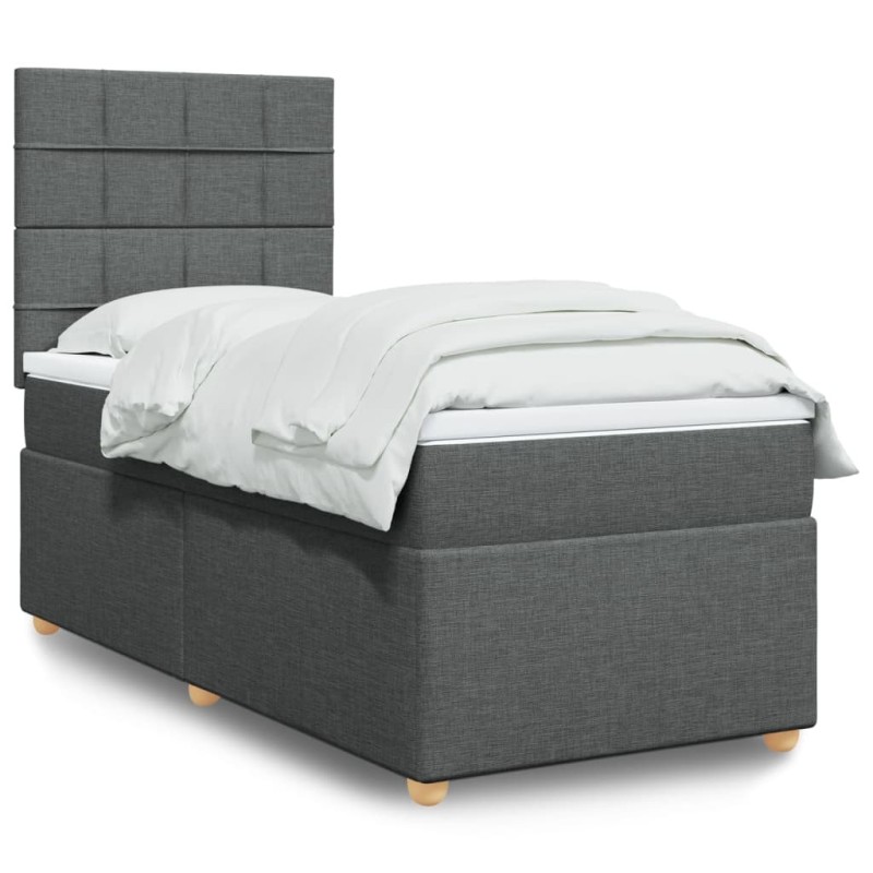 Sommier à lattes de lit avec matelas Gris foncé 80x200 cm Tissu 
