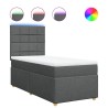 Sommier à lattes de lit avec matelas Gris foncé 80x200 cm Tissu 