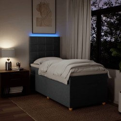 Sommier à lattes de lit avec matelas Gris foncé 80x200 cm Tissu 