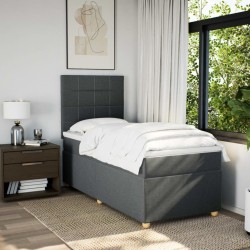 Sommier à lattes de lit avec matelas Gris foncé 80x200 cm Tissu 