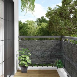 Écran d'intimité de balcon aspect pierre de rebord gris PVC 