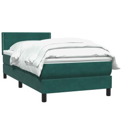 Sommier à lattes de lit et matelas vert foncé 90x210 cm velours 