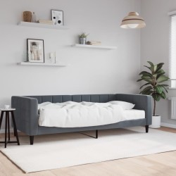 Lit de jour avec matelas gris foncé 90x190 cm velours 