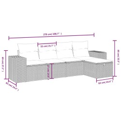 Salon de jardin 5 pcs avec coussins gris résine tressée 