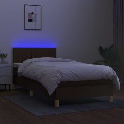 Sommier à lattes de lit et matelas et LED Marron foncé 90x200cm 
