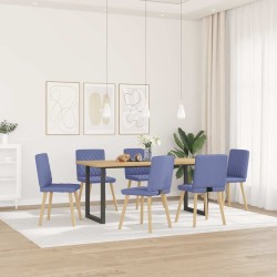 Chaises à manger lot de 6 bleu jean tissu 