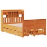 Lit bibliothèque sans matelas cire marron 135x190 cm pin massif 