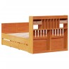 Lit bibliothèque sans matelas cire marron 135x190 cm pin massif 