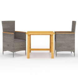 Ensemble à manger de jardin 3 pcs Gris 