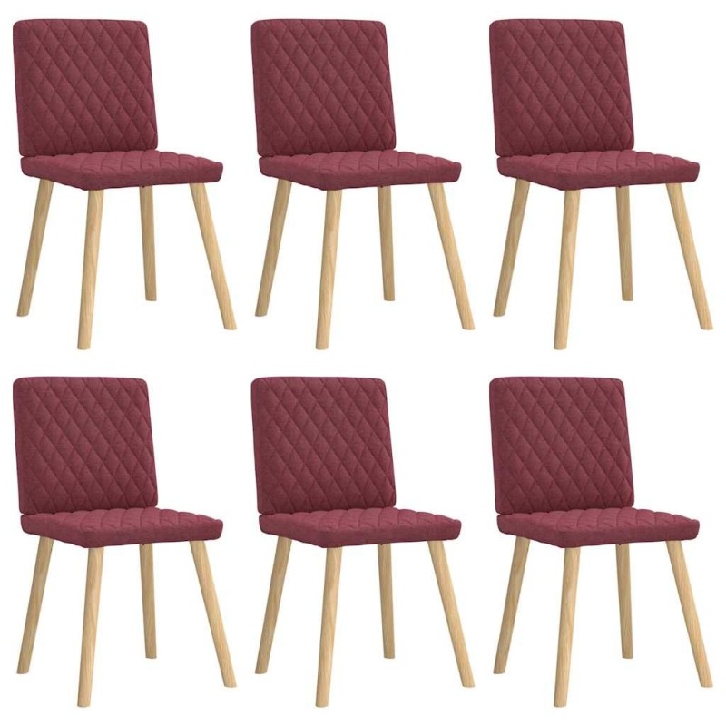 Chaises à manger lot de 6 rouge bordeaux tissu 