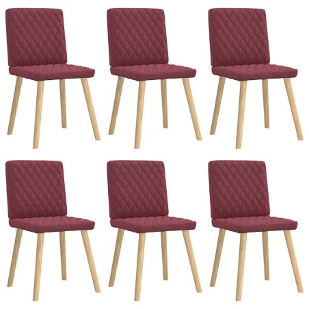Chaises à manger lot de 6 rouge bordeaux tissu 