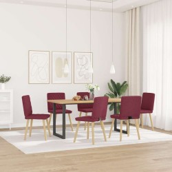 Chaises à manger lot de 6 rouge bordeaux tissu 
