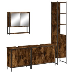Ensemble de meubles de salle de bain 4 pcs Chêne fumé Bois 